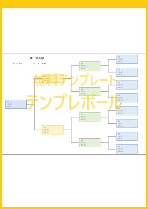 家系図テンプレートは横書き書式 ワード エクセル Pdf ダウンロード無料 テンプレボール