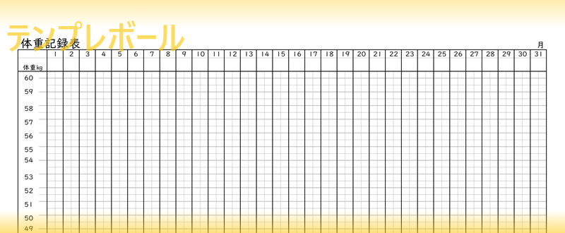 月ごとに作成出来る体重管理表の雛形 無料ダウンロードしてエクセルで作成 印刷して記録用紙として使える簡単でシンプルなテンプレート テンプレボール